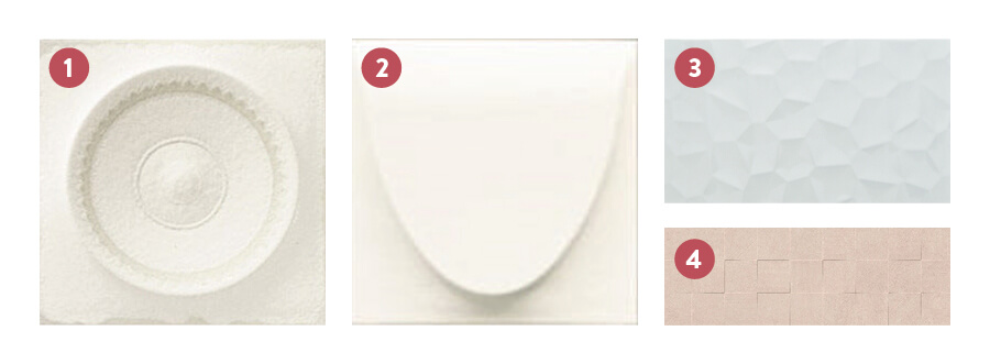 Selección de cerámicas para muro con relieve